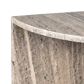 Patrice 24" Art Deco Minimalist Natural Marble Handmade Demilune Side Table - JONATHAN Y